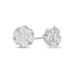 Previously Owned - 1/4 CT. T.W. Composite Diamond Petal Frame Stud Earrings in 10K White Gold