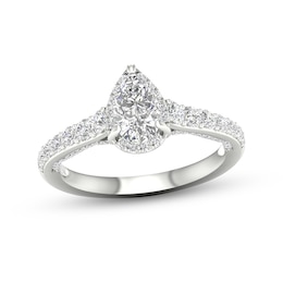 Previously Owned - Trouvaille Collection 1-3/8 CT. T.W. Pear-Shaped Diamond Frame Engagement Ring in Platinum