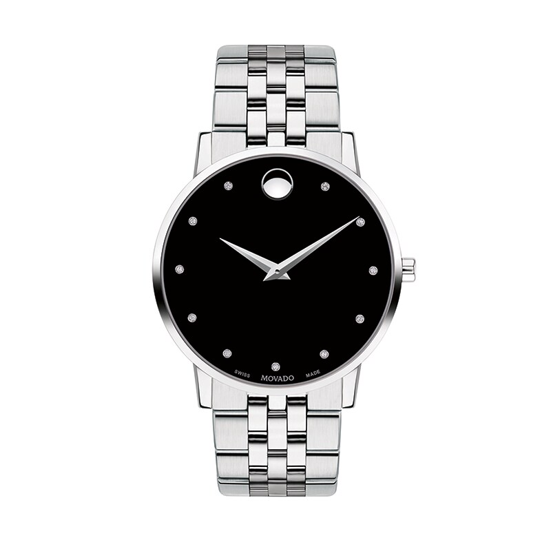 Main Image 1 of Previously Owned - Men's Movado Museum® Classic 1/20 CT. T.W. Diamond Watch with Black Dial (Model: 0607201)