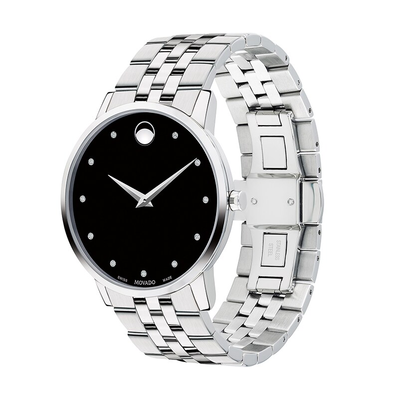 Main Image 2 of Previously Owned - Men's Movado Museum® Classic 1/20 CT. T.W. Diamond Watch with Black Dial (Model: 0607201)