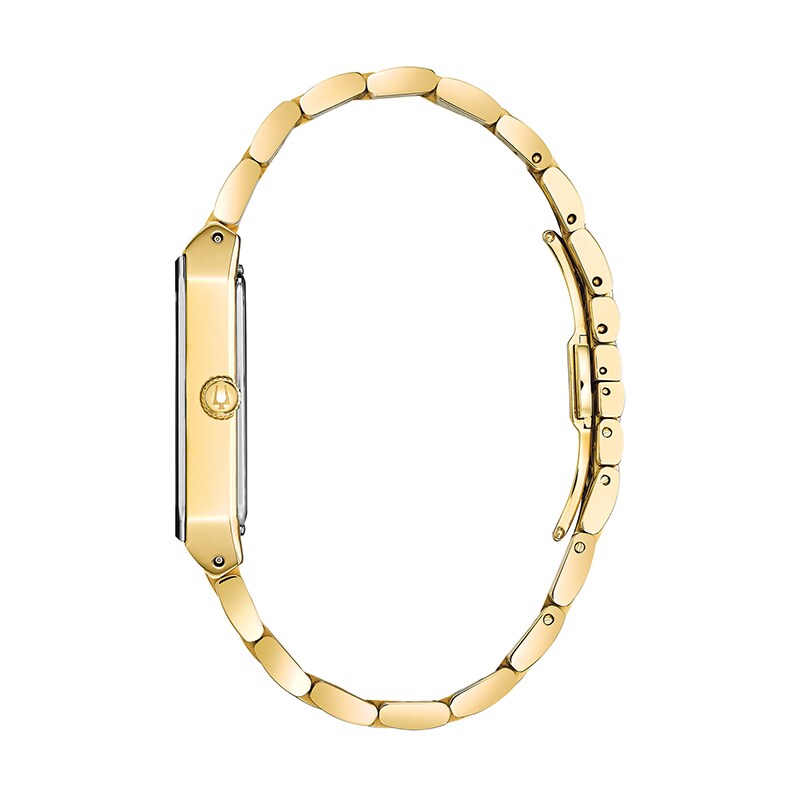 Main Image 2 of Previously Owned - Men's Bulova Modern Diamond Accent Gold-Tone Watch with Rectangular Black Dial (Model: 97D118)