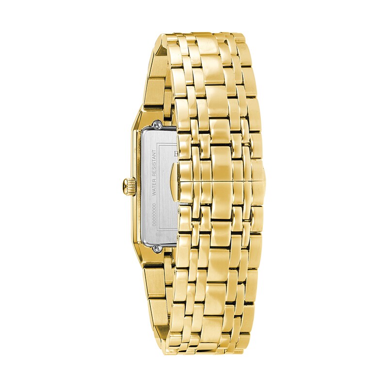 Main Image 3 of Previously Owned - Men's Bulova Modern Diamond Accent Gold-Tone Watch with Rectangular Black Dial (Model: 97D118)