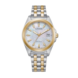 Previously Owned - Ladies' Citizen Eco-Drive® Corso Two-Tone Watch with Mother-of-Pearl Dial (Model: EO1224-54D)