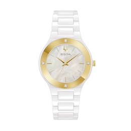 Previously Owned - Ladies' Bulova Modern Millenia Diamond Accent Watch with Mother-of-Pearl Dial (Model: 98R292)