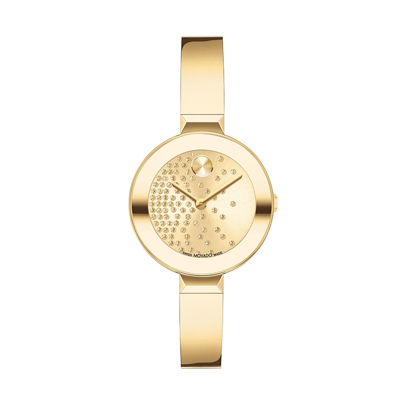 Main Image 1 of Previously Owned - Ladies' Movado Bold® Evolution Gold-Tone IP Bangle Watch with Crystal Accent Dial (Model: 3601161)