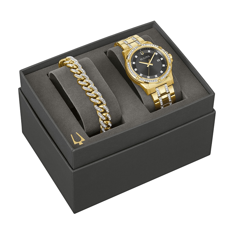 Main Image 1 of Previously Owned - Men’s Bulova Exclusive Crystal Collection Watch and Bracelet Box Set (Model: 98K118)