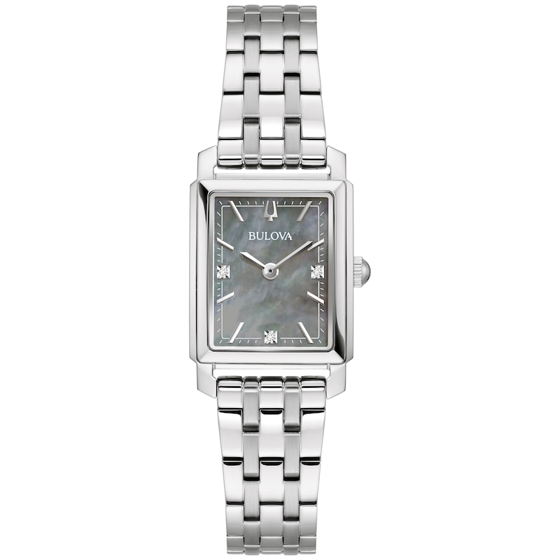 Main Image 1 of Previously Owned - Ladies' Bulova Sutton Diamond Accent Watch with Rectangular Grey Mother-of-Pearl Dial (Model: 96P252)
