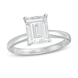 Previously Owned - 2 CT. Emerald-Cut Lab-Grown Diamond Solitaire Engagement Ring in 14K White Gold (F/VS2)