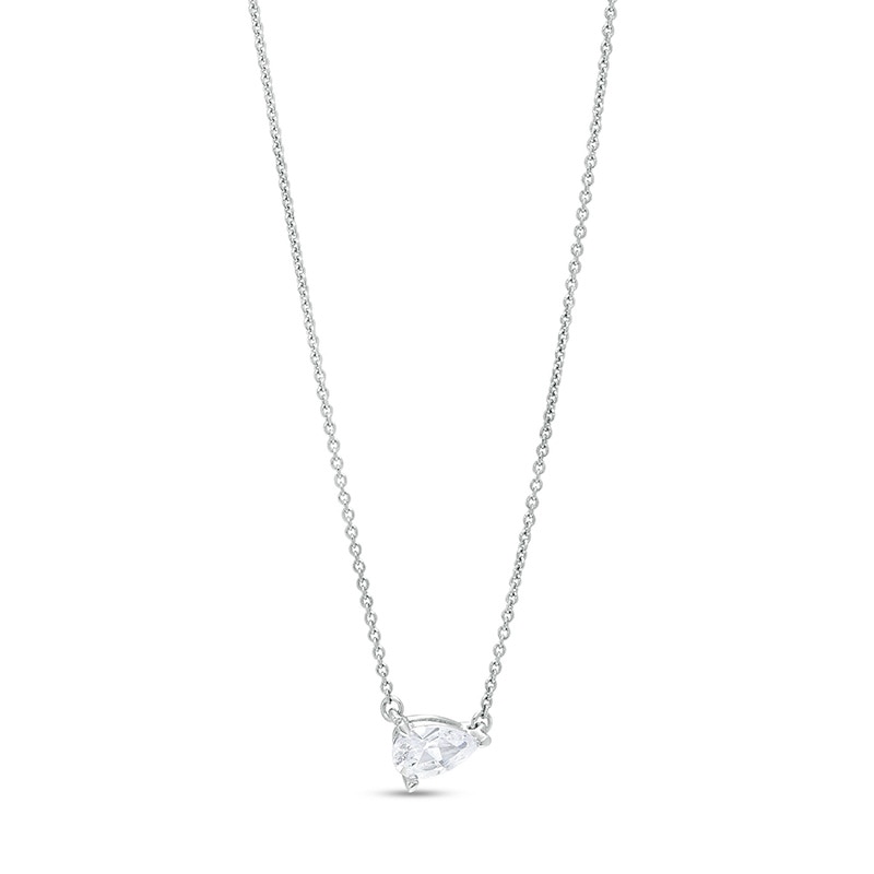 Main Image 1 of Previously Owned - 1/3 CT. Pear-Shaped Lab-Grown Diamond Solitaire Necklace in 14K White Gold (F/SI2)
