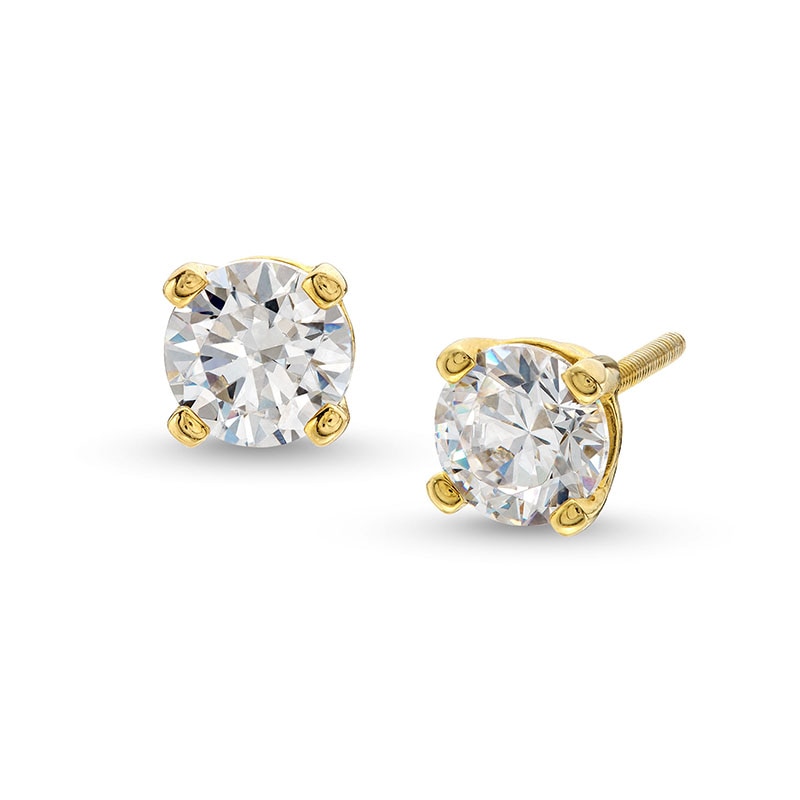 Main Image 1 of Previously Owned - 1-1/2 CT. T.W. Lab-Grown Diamond Solitaire Stud Earrings in 14K Gold (I/SI2)