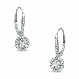 Previously Owned - 1/2 CT. T.W. Diamond Composite Drop Earrings in 10K White Gold