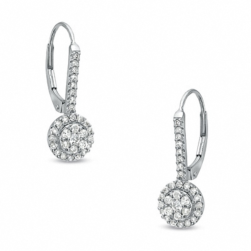 Main Image 1 of Previously Owned - 1/2 CT. T.W. Diamond Composite Drop Earrings in 10K White Gold