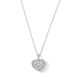Previously Owned - 3/4 CT. T.W.  Lab-Grown Multi-Diamond Heart Drop Pendant in 10K White Gold (F/VS2)