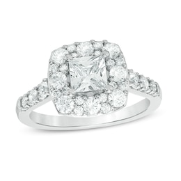 Previously Owned - Love's Destiny by Zales 2 CT. T.W. Princess-Cut Diamond Frame Engagement Ring in 14K White Gold