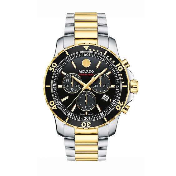 Previously Owned - Men's Movado Series 800® Chronograph Two-Tone PVD Watch with Black Dial (Model: 2600146)