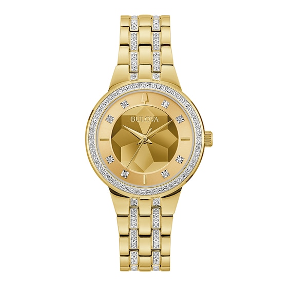 Previously Owned - Ladies' Bulova Phantom Crystal Accented Watch in Gold-Tone Stainless Steel (Model 97L176)