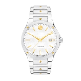 Previously Owned - Men's Movado SE Two-Tone PVD Automatic Watch with Textured White Dial (Model: 0607932)