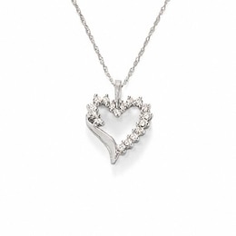 Previously Owned - 1/2 CT. T.W. Diamond Shadow Heart Pendant in 10K White Gold