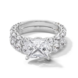 Previously Owned - 5-3/8 CT. T.W. Princess-Cut Lab-Grown Diamond Bridal Set in 14K White Gold (F/VS2)