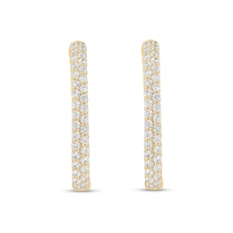Previously Owned - 3 CT. T.W. Lab-Grown Diamond Inside-Out Oval Hoop Earrings in 10K Gold (F/VS2)