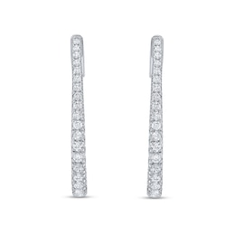 Previously Owned - 2 CT. T.W. Lab-Grown Diamond Inside-Out Oval Hoop Earrings in 10K White Gold (F/VS2)
