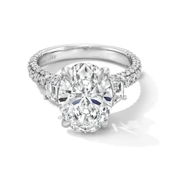 Previously Owned - Vera Wang Love Collection 5-1/3 CT. T.W. Oval Lab-Grown Diamond Engagement Ring in 14K White Gold