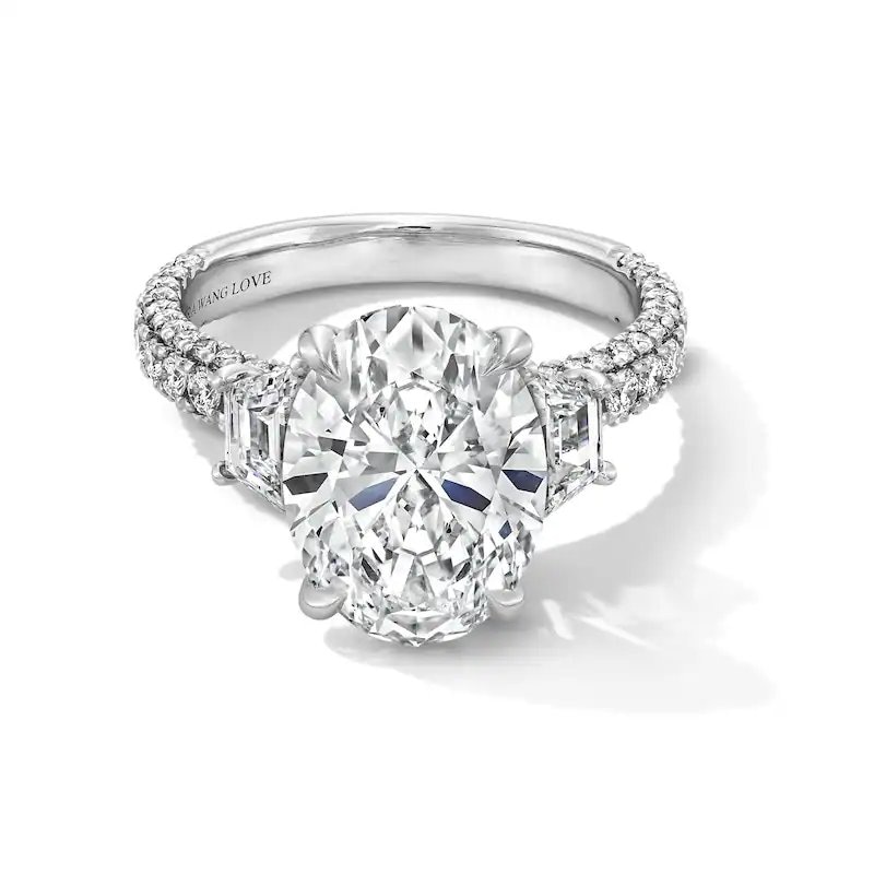 Main Image 1 of Previously Owned - Vera Wang Love Collection 5-1/3 CT. T.W. Oval Lab-Grown Diamond Engagement Ring in 14K White Gold