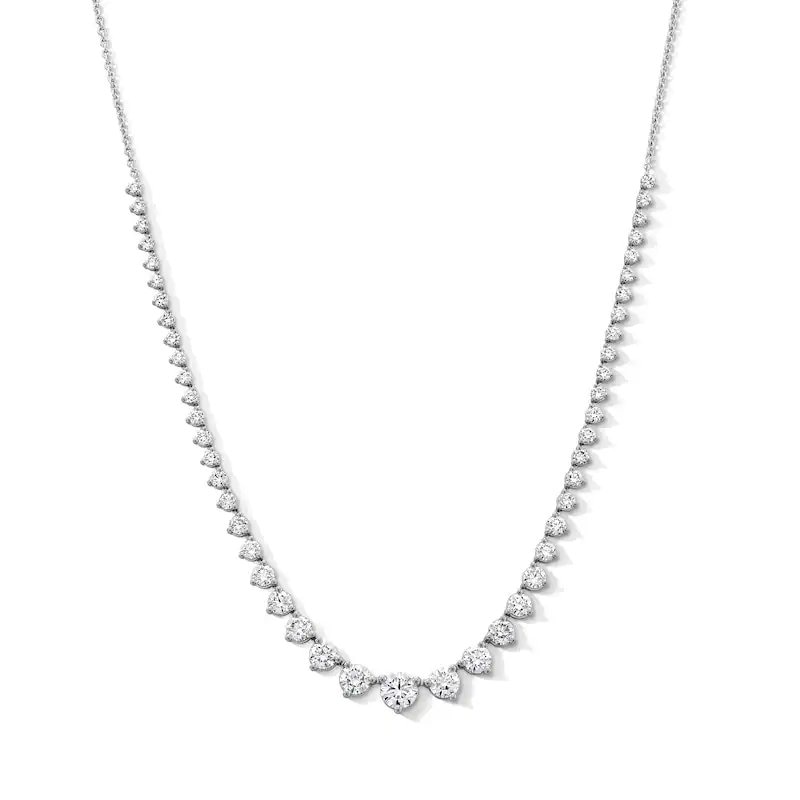 Main Image 1 of Previously Owned - 4 CT. T.W. Lab-Grown Diamond Graduated Line Necklace in 10K White Gold (F/VS2)