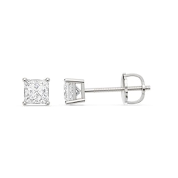 Previously Owned - 1/2 CT. T.W. Princess-Cut Lab-Grown Diamond Solitaire Stud Earrings in 14K White Gold (F/VS2)