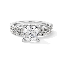 Previously Owned - 3 CT. T.W. Lab-Grown Diamond Princess-Cut Bridal Set in 14K White Gold (F/VS2)