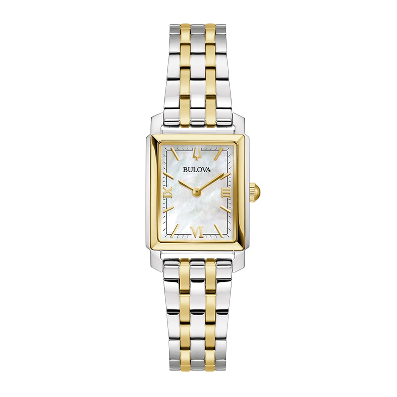 Main Image 1 of Previously Owned - Ladies' Bulova Sutton Two-Tone Watch with Rectangular Mother-of-Pearl Dial (Model: 98L308)