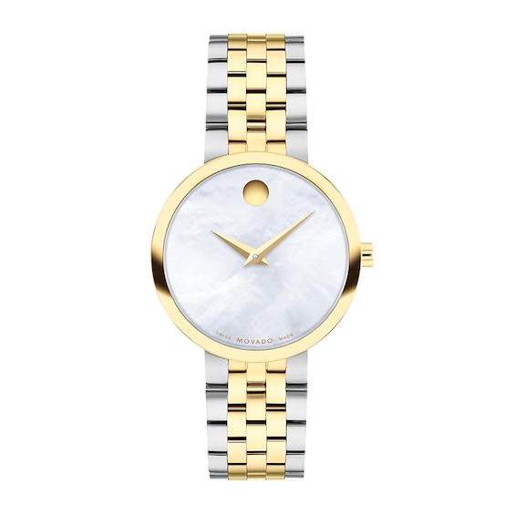 Previously Owned - Ladies' Movado Museum® Classic Two-Tone PVD Watch with Mother-of-Pearl Dial (Model: 0607812)