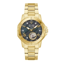 Previously Owned - Ladies' Bulova Marine Star Black Mother of Pearl and Diamond Dial Watch (Model 97P171)