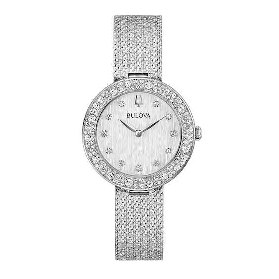 Previously Owned - Ladies' Bulova Phantom Crystal Accent Mesh Watch with Textured Silver-Tone Dial (Model: 96L329)