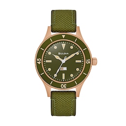 Previously Owned - Men's Bulova 150th Anniversary MIL-SHIPS Bronze Case Automatic Watch with Green Dial (Model: 98A324)