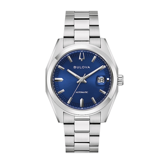 Previously Owned - Men’s Bulova Dress Classic Surveyor Automatic Watch with Blue Dial (Model: 96B436)