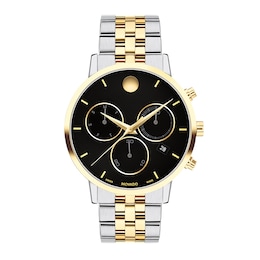Previously Owned - Men's Movado Museum® Classic Two-Tone PVD Watch with Black Dial and Date Window (Model: 0607777)