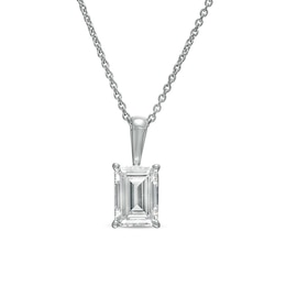 Previously Owned - 1 CT. Emerald-Cut Lab-Grown Diamond Solitaire Pendant in 14K White Gold (F/SI2)