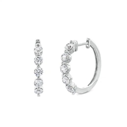 Previously Owned - 1 CT. T.W. Lab-Grown Diamond Five Stone Hoop Earrings in 14K White Gold (F/SI2)