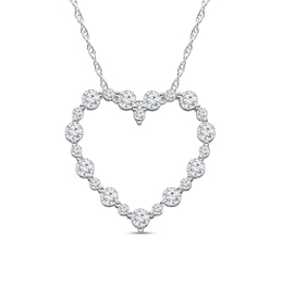 Previously Owned - 1 CT. T.W. Lab-Grown Diamond Alternating Heart Outline Pendant in 10K White Gold (I/SI2)