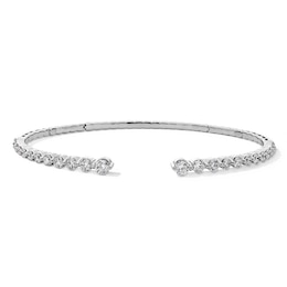 Previously Owned - 2 CT. T.W. Lab-Grown Diamond Graduated Open Flex Bangle in 10K White Gold (F/VS2) - 6.0"