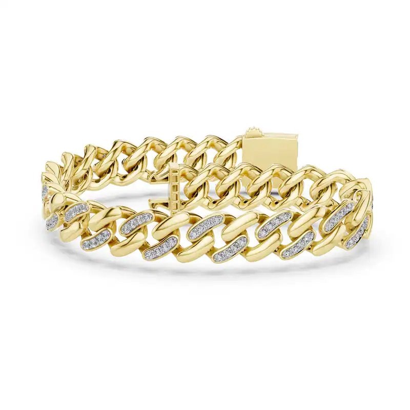 Main Image 1 of Previously Owned - 3 CT. T.W. Lab-Grown Diamond Curb Chain Bracelet in 10K Gold (F/VS2) - 8.5"