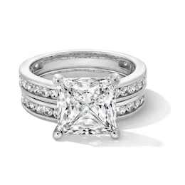 Previously Owned - 5 CT. T.W. Princess-Cut Lab-Grown Diamond Bridal Set in 14K White Gold (F/VS2)