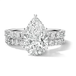 Previously Owned - 4-1/3 CT. T.W. Lab-Grown Diamond Pear-Shaped Bridal Set in 14K White Gold (F/VS2)