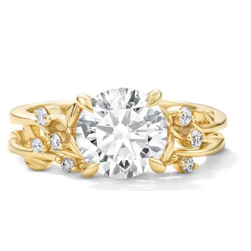 Main Image 1 of Previously Owned - 2-1/4 CT. T.W. Lab-Grown Diamond Leaf and Vine Bridal Set in 14K Gold (F/VS2)