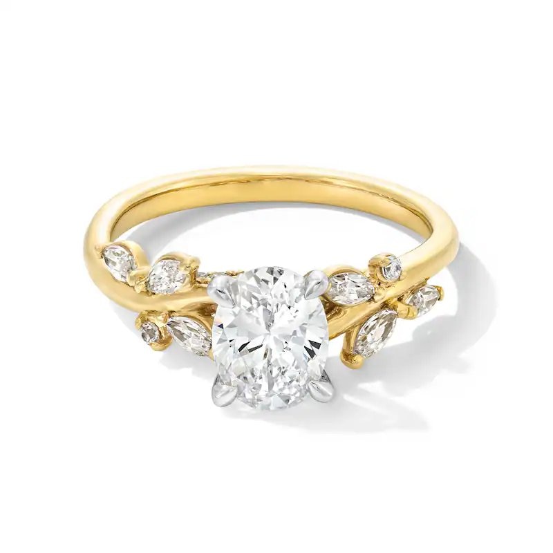Main Image 1 of Previously Owned - Romantic Vine 1-1/3 CT. T.W. Oval Lab-Grown Diamond Engagement Ring in 14K Gold (F/VS2)