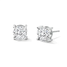 Previously Owned - 2 CT. T.W. Lab-Grown Diamond Solitaire Stud Earrings in Sterling Silver (F/VS2)