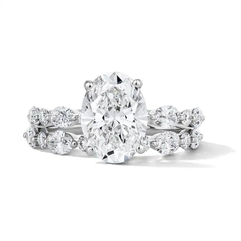 Main Image 1 of Previously Owned - Romantic Bouquet 4 CT. T.W. Oval Lab-Grown Diamond Bridal Set in 14K White Gold (F/VS2)
