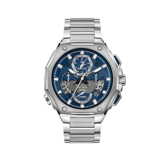 Previously Owned - Men's Bulova Precisionist Chronograph Watch with Blue Dial (Model: 96B349)