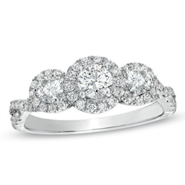 Previously Owned - 1 CT. T.W. Diamond Past Present Future® Ring in 14K White Gold